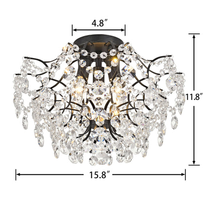 Plafonnier d'intérieur élégant à 3 lumières en cristal Dalia