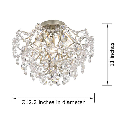 Plafonnier d'intérieur élégant à 3 lumières en cristal Dalia