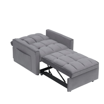 Canapé-lit convertible 3 en 1 gris foncé moderne 70,86 avec dossier réglable et roulettes pour salon