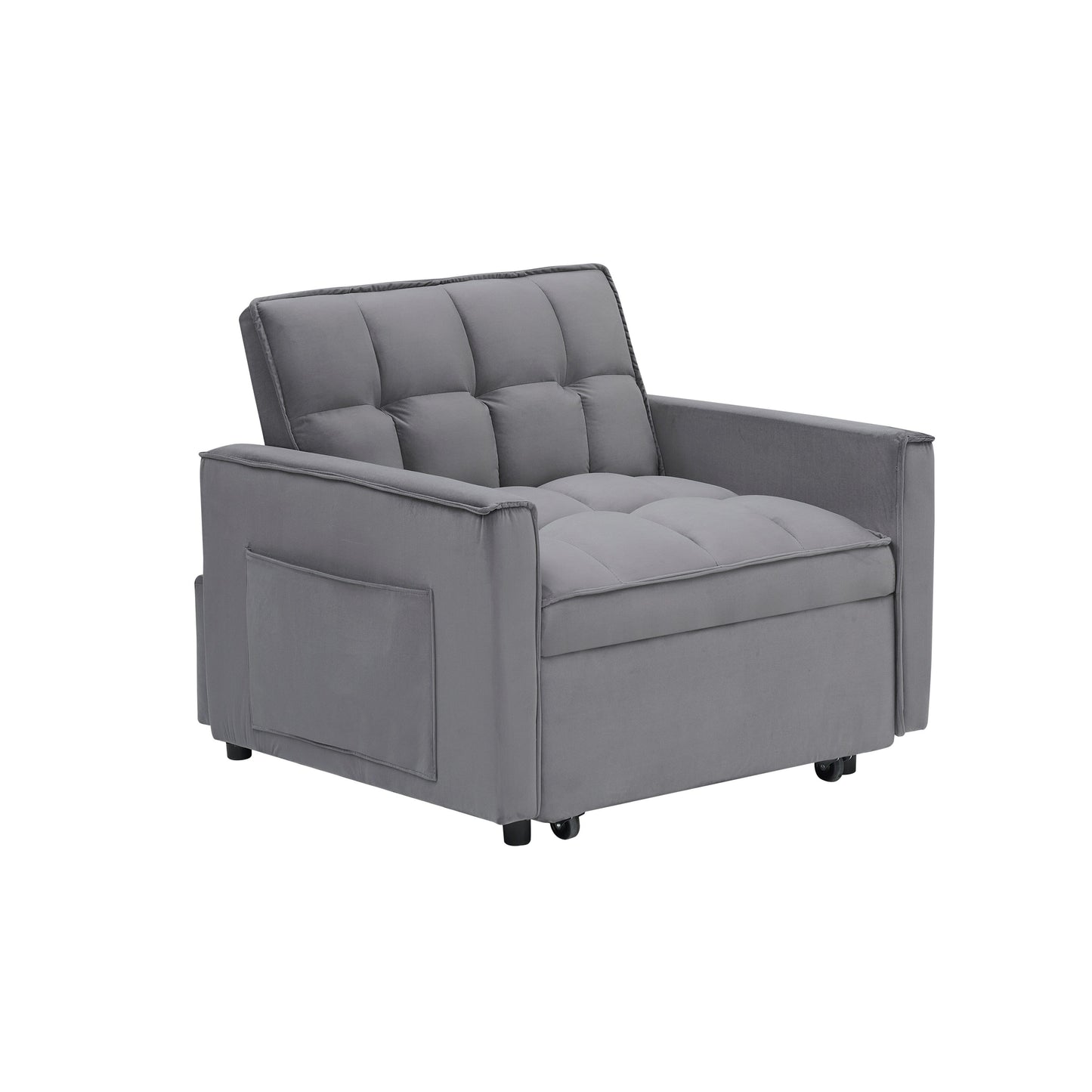 Canapé-lit convertible 3 en 1 gris foncé moderne 70,86 avec dossier réglable et roulettes pour salon