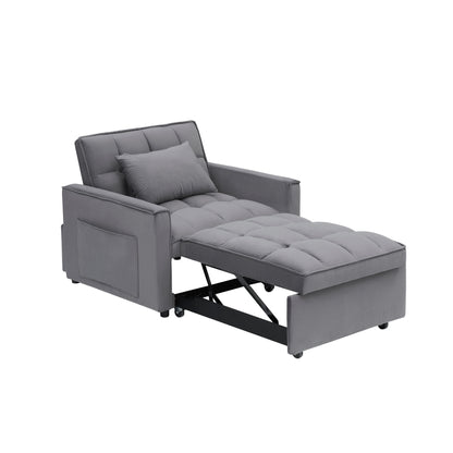 Canapé-lit convertible 3 en 1 gris foncé moderne 70,86 avec dossier réglable et roulettes pour salon