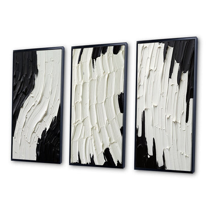 Designart Momentary Spirit Noir et Blanc Abstrait II Peinture Abstraite Cadre Galerie Murale Ensemble De 3 Pour La Décoration Intérieure