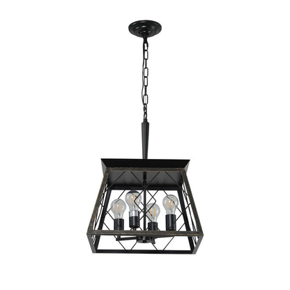 Lustre de style ferme à 4 lumières à intensité variable pour salle à manger, sans ampoule