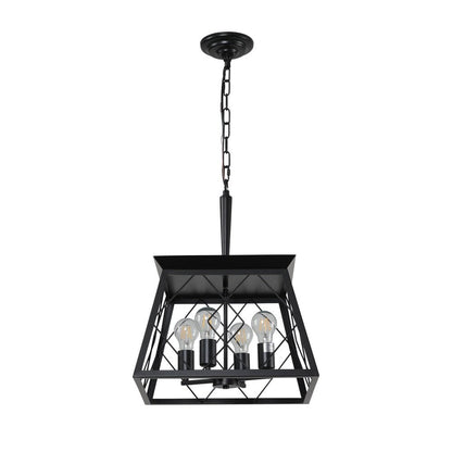 Lustre de style ferme à 4 lumières à intensité variable pour salle à manger, sans ampoule