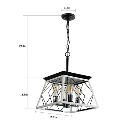 Lustre de style ferme à 4 lumières à intensité variable pour salle à manger, sans ampoule