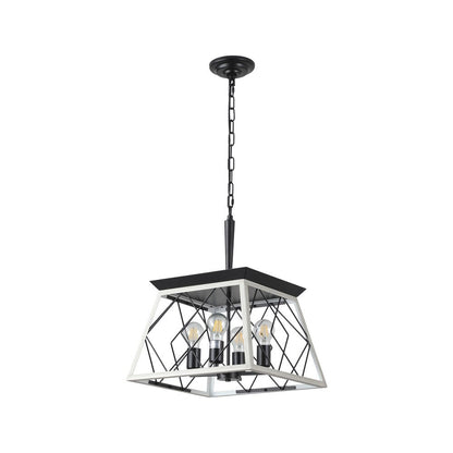 Lustre de style ferme à 4 lumières à intensité variable pour salle à manger, sans ampoule
