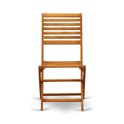 L'ensemble de bistrot de conversation d'extérieur East West Furniture comprend une table basse ronde en bois et 2 chaises pliantes, huile naturelle