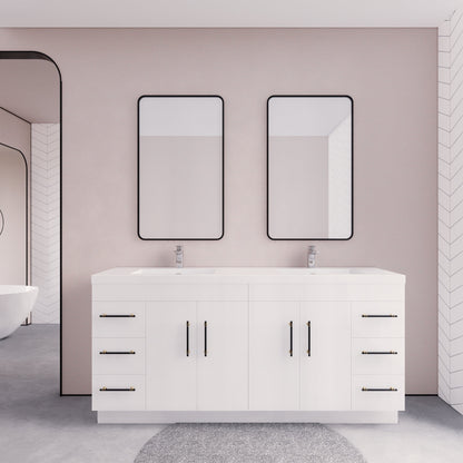 Meuble-lavabo autoportant Eliza de 72 po avec double vasque