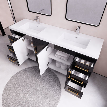 Meuble-lavabo autoportant Eliza de 72 po avec double vasque