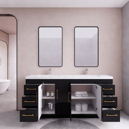 Meuble-lavabo autoportant Eliza de 72 po avec double vasque