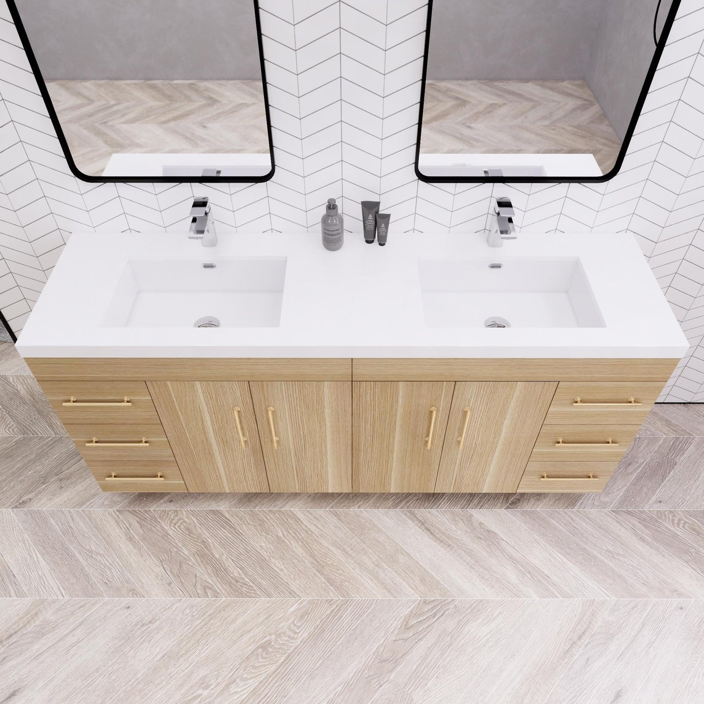 Meuble-lavabo autoportant Eliza de 72 po avec double vasque