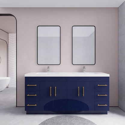 Meuble-lavabo autoportant Eliza de 72 po avec double vasque