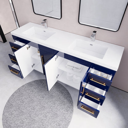 Meuble-lavabo autoportant Eliza de 72 po avec double vasque