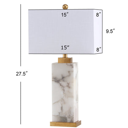 Lampe de table LED Eloise 27,5 en albâtre, blanc/feuille d'or par JONATHAN Y