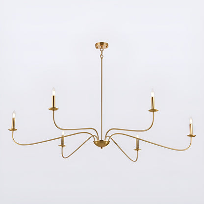 Lustre minimaliste français classique à 6 lumières avec éclairage de style bougie