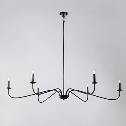 Lustre minimaliste français classique à 6 lumières avec éclairage de style bougie