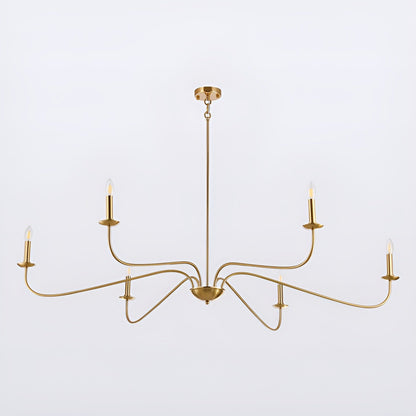 Lustre minimaliste français classique à 6 lumières avec éclairage de style bougie
