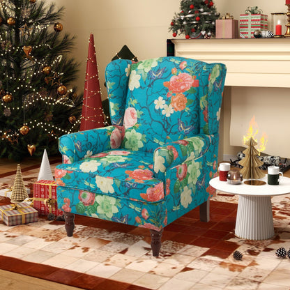 Fauteuil d'appoint moderne Erommy, fauteuil à dossier haut, canapé simple en tissu rembourré avec pieds en bois pour le salon
