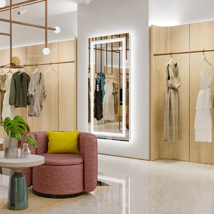 Miroir de salle de bain extra large avec éclairage LED, antibuée, 3 couleurs