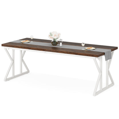 Table à manger de ferme pour 6 personnes, table de cuisine rectangulaire en bois de 70,8 pouces