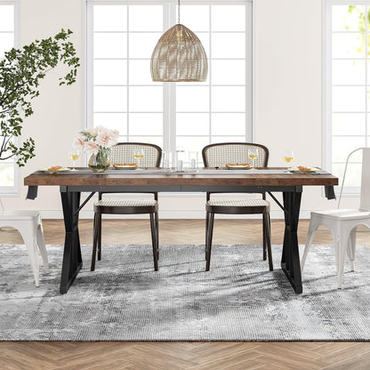 Table à manger de ferme pour 6 personnes, table de cuisine rectangulaire en bois de 70,8 pouces