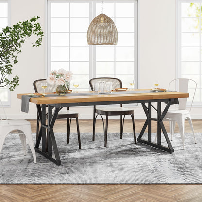 Table à manger de ferme pour 6 personnes, table de cuisine rectangulaire en bois de 70,8 pouces