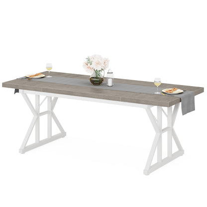 Table à manger de ferme pour 6 personnes, table de cuisine rectangulaire en bois de 70,8 pouces