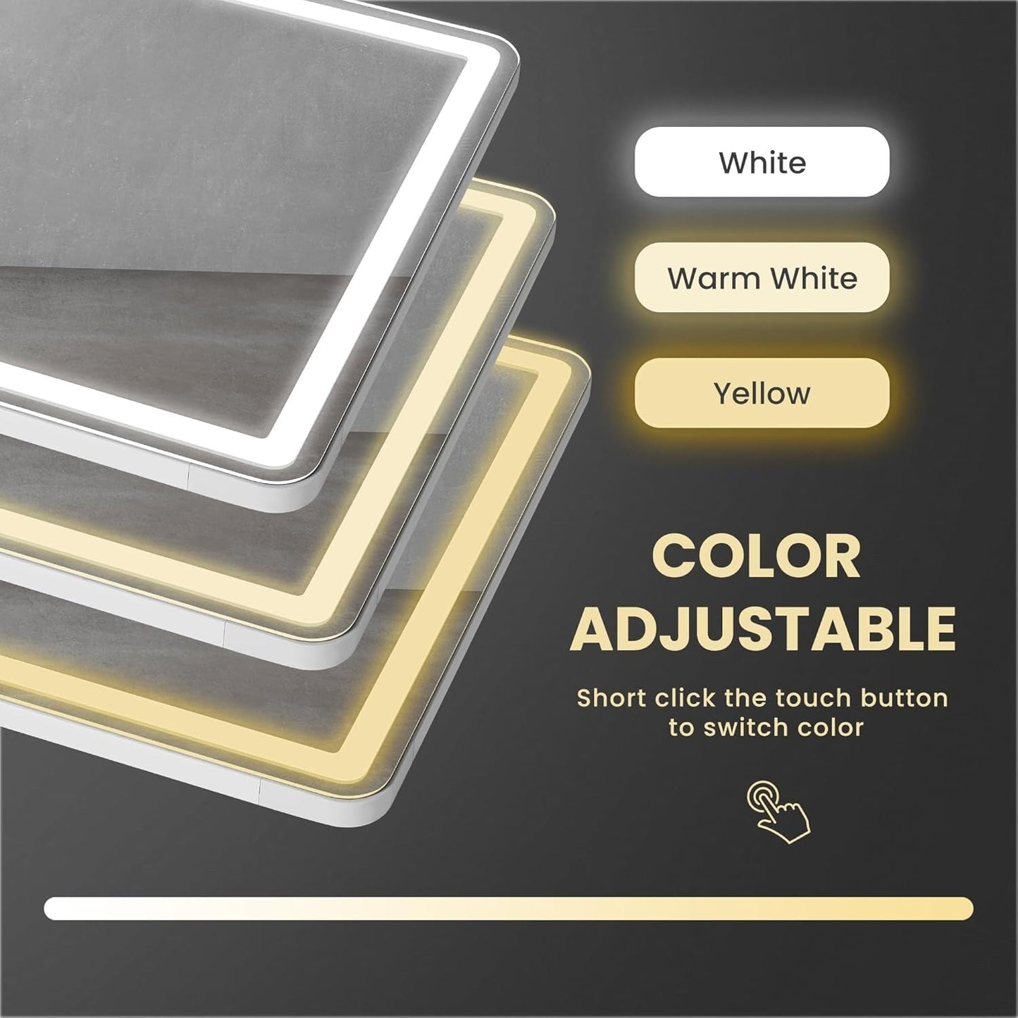 Miroir de sol avec éclairage LED, 64 x 21, miroir pleine longueur avec support, miroir suspendu, miroir mural, miroir intégral