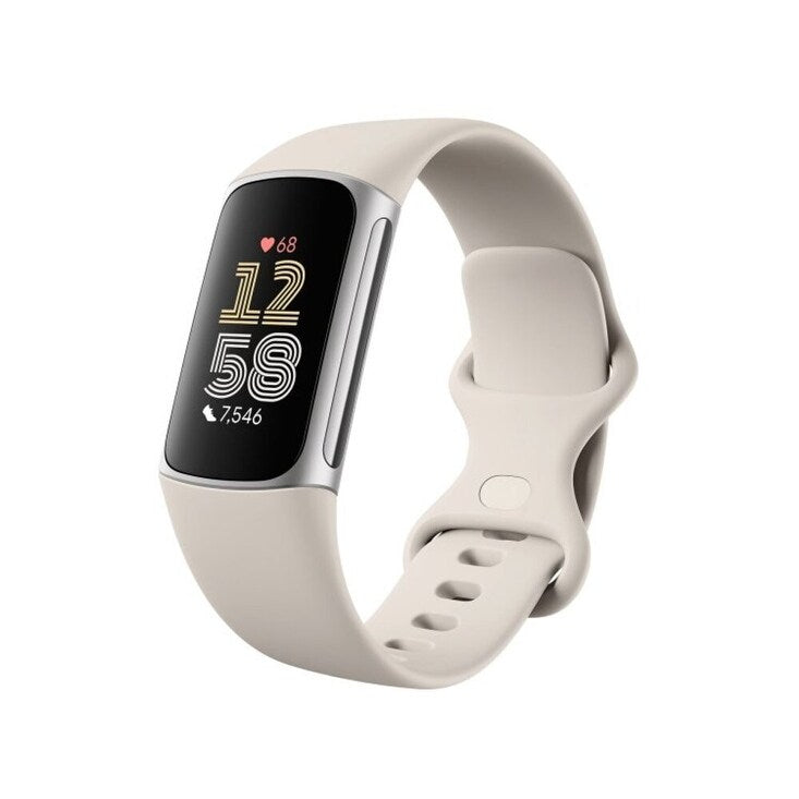 Tracker d'activité Fitbit Charge 6 en finition porcelaine/aluminium argenté