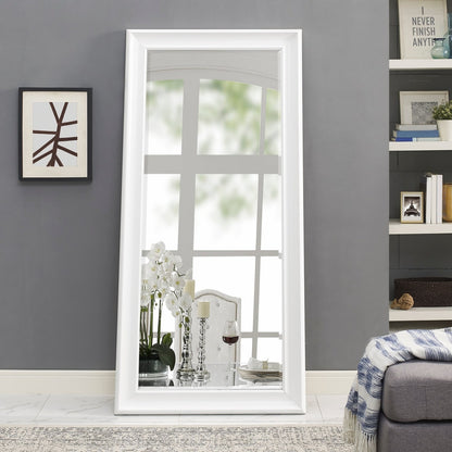 Miroir de sol encadré pleine longueur - Grand miroir rectangulaire sur pied, miroir intégral pour chambre et dressing