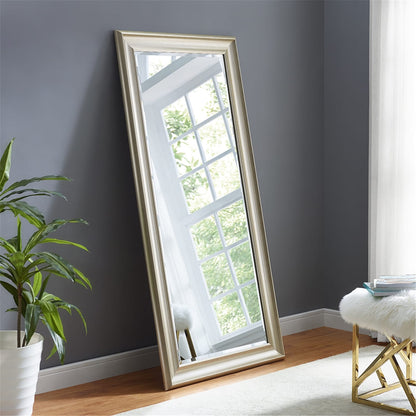 Miroir de sol encadré pleine longueur - Grand miroir rectangulaire sur pied, miroir intégral pour chambre et dressing