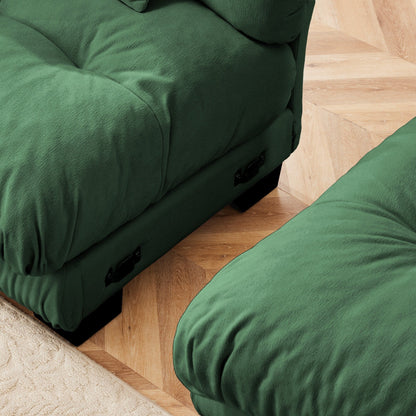 Canapé modulable 4 places en chenille avec 2 poufs et oreiller pour le salon