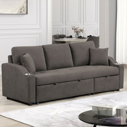 Canapé-lit sectionnel capitonné moderne Scarlett de Furniture of America, peu encombrant, avec porte-gobelets