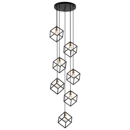 Lustre suspendu géométrique pour escalier, hauteur réglable, 5 ou 7 lumières