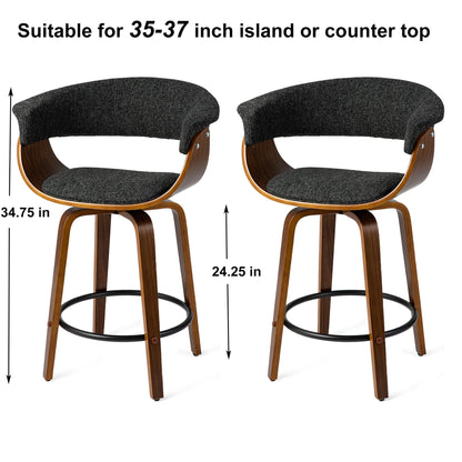 Glitzhome Lot de 2 ou 4 tabourets de bar pivotants modernes en bois à hauteur de comptoir et de bar