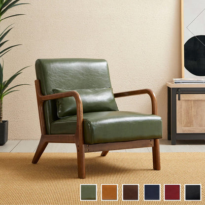 Fauteuil d'appoint moderne en cuir synthétique Glitzhome 30,75 po de hauteur, style milieu de siècle, avec coussin – 25,75 po de largeur x 33,75 po de profondeur x 30,75 po de hauteur