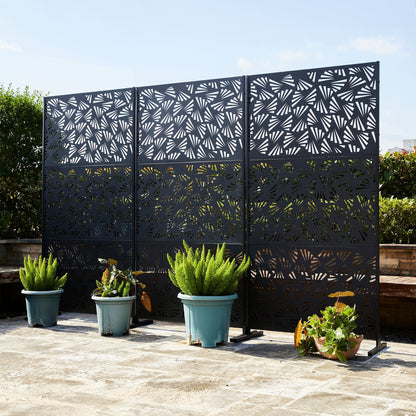 Paravent de confidentialité à 3 panneaux galvanisé à motifs floraux de 6 pieds de Glitzhome