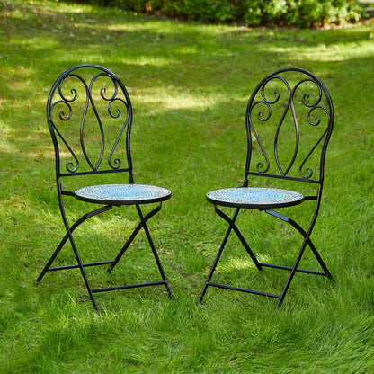 Ensemble de bistrot pliant d'extérieur en métal Glitzhome 3 pièces avec table et chaises