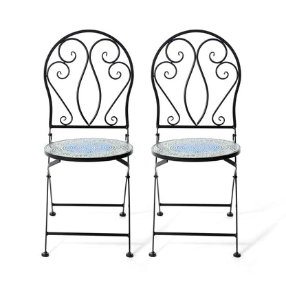 Ensemble de bistrot pliant d'extérieur en métal Glitzhome 3 pièces avec table et chaises