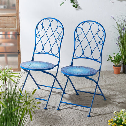 Ensemble de bistrot pliant d'extérieur en métal Glitzhome 3 pièces avec table et chaises