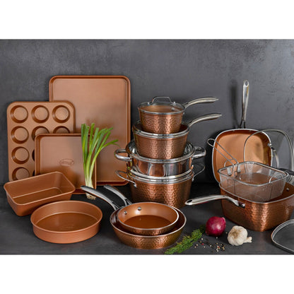 Batterie de cuisine antiadhésive martelée Gotham Steel 20 pièces