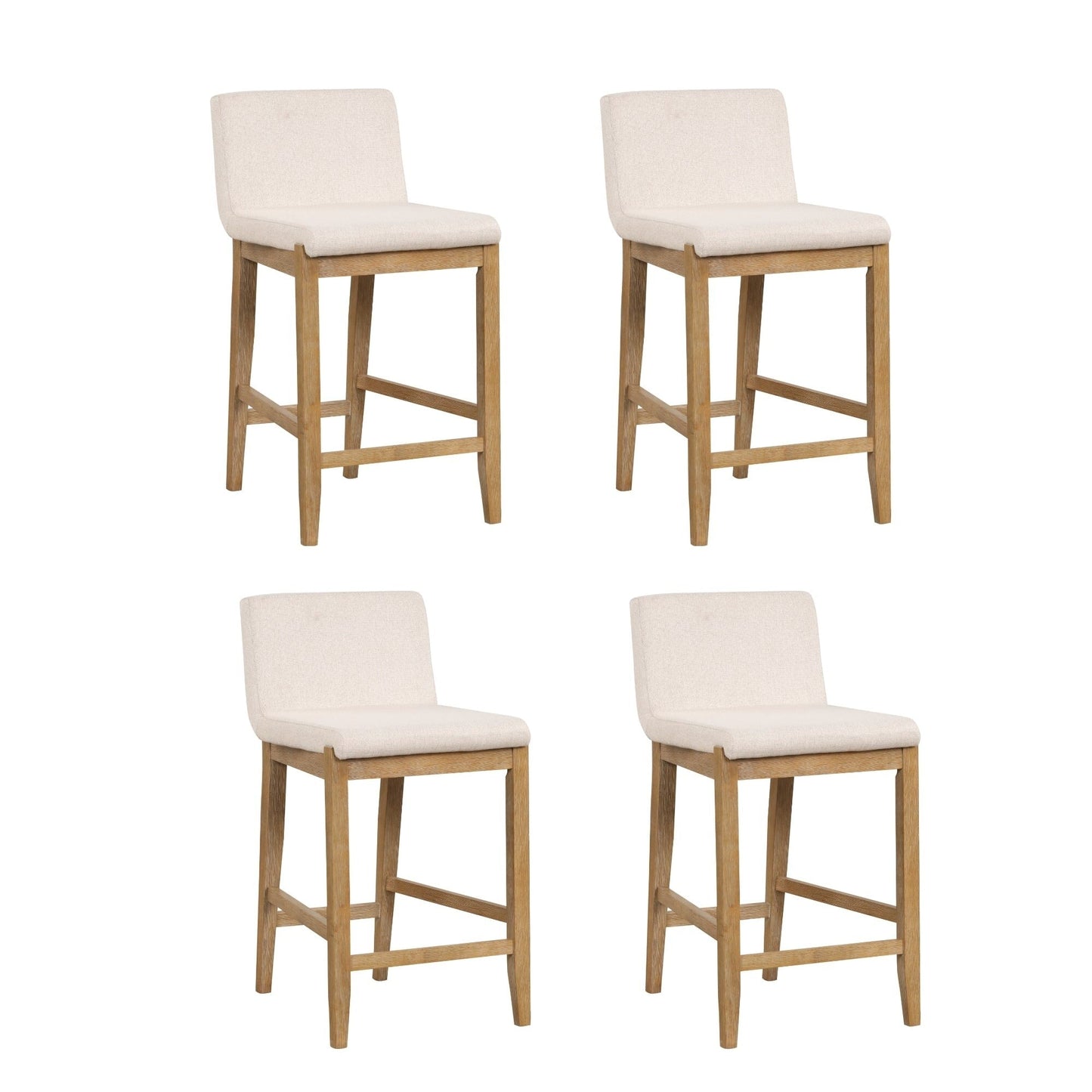 Tabouret de bar moderne Gracie, chaise rembourrée en boucle et pieds en bois brossé