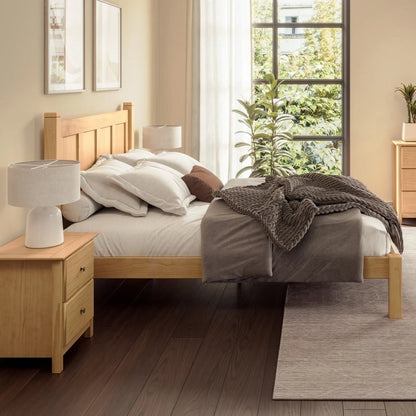 Lit plateforme en bois massif de style shaker avec meubles en bois de grain