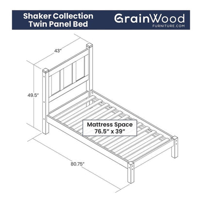 Lit plateforme en bois massif de style shaker avec meubles en bois de grain