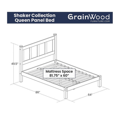 Lit plateforme en bois massif de style shaker avec meubles en bois de grain
