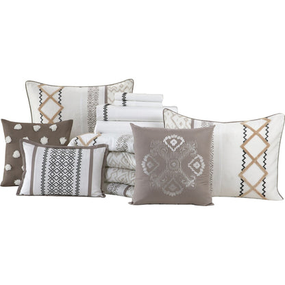 Ensemble de couette brodée bohème Nanshing Trina 15 pièces
