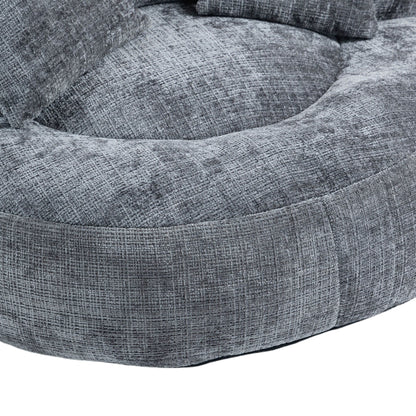 Canapé poire simple gris surdimensionné en chenille de 42,52 pouces avec trois oreillers pour chambre à coucher