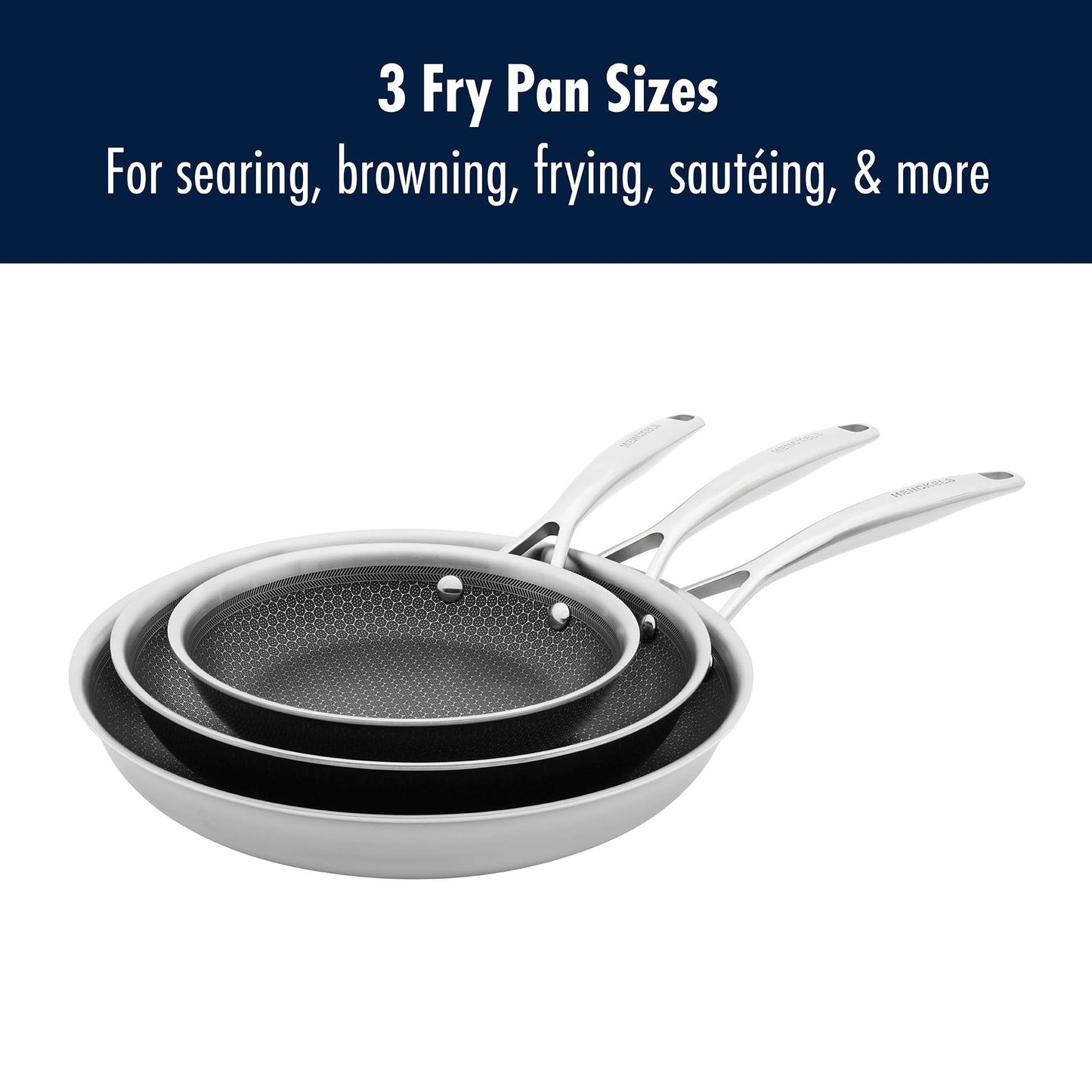 Ensemble de 3 poêles à frire HENCKELS Paradigm avec spatule et cuillère de service en prime - 5 pièces