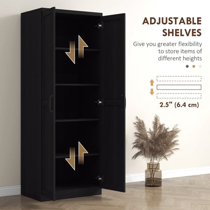 HOMCOM 63 Garde-manger de cuisine 2 portes, meuble de rangement indépendant avec étagères à 5 niveaux et 2 étagères réglables pour salle à manger