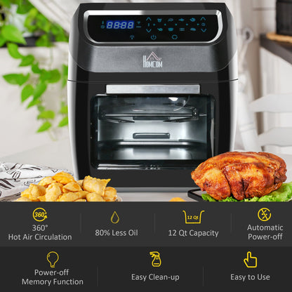 Grand four à friteuse à air HOMCOM de taille familiale, four de comptoir idéal pour la cuisine - 12,5 x 13,25 x 14,5
